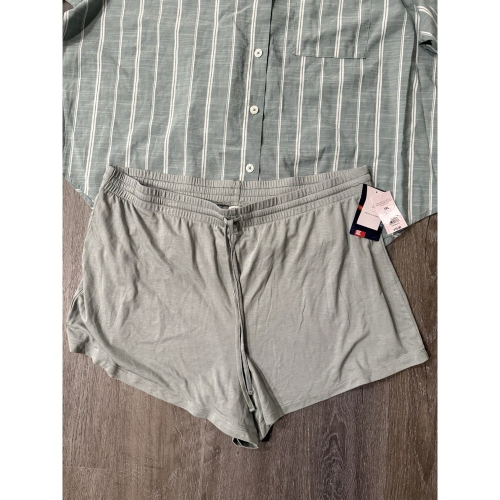 Auden Women's XXL Long Sleeve Sleep Shirt  Button Front, Notch Collar & Shorts - Picture 3 of 10